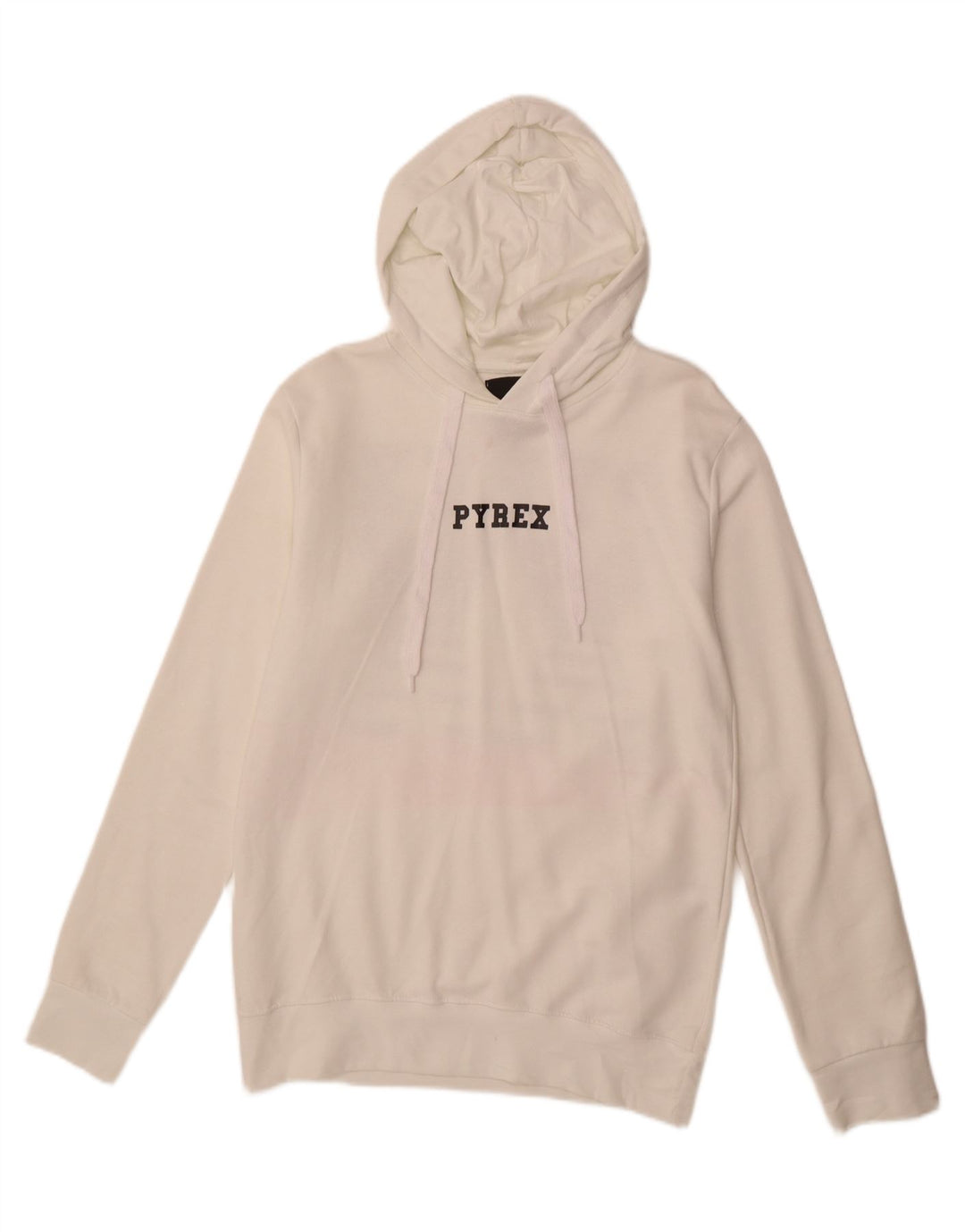 PYREX Mens Graphic Hoodie Jumper Small White Cotton Vintage Pyrex and Second-Hand Pyrex from Messina Hembry 