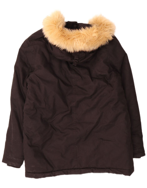 Lyle & Scott Mens Hooded Parka Jacket UK 40 Large Black Cotton