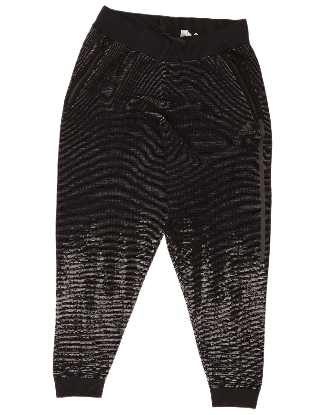 Adidas Mens Tracksuit Trousers Joggers Medium Black Geometric Wool