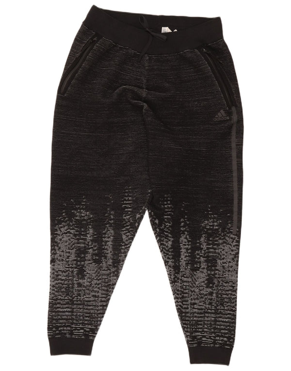 Adidas Mens Tracksuit Trousers Joggers Medium Black Geometric Wool