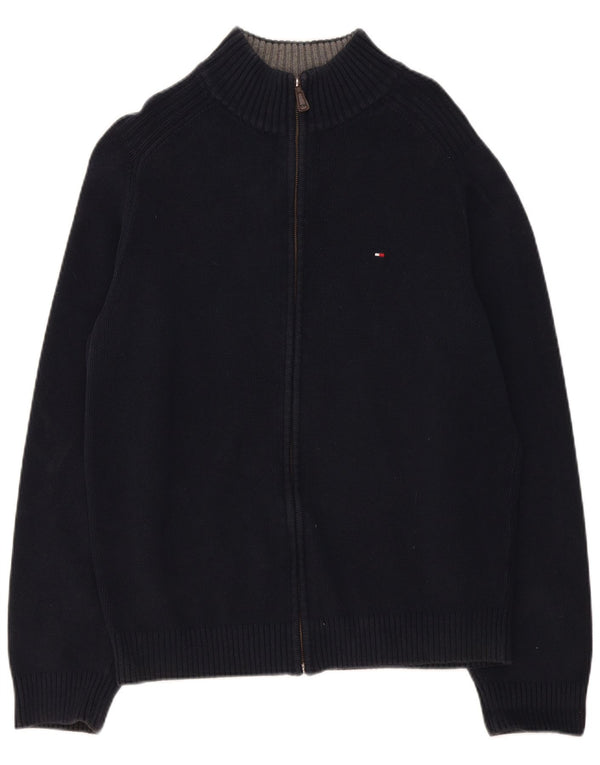 Tommy Hilfiger Womens Full Zip Cardigan Sweater UK 18 XL Navy Blue Cotton