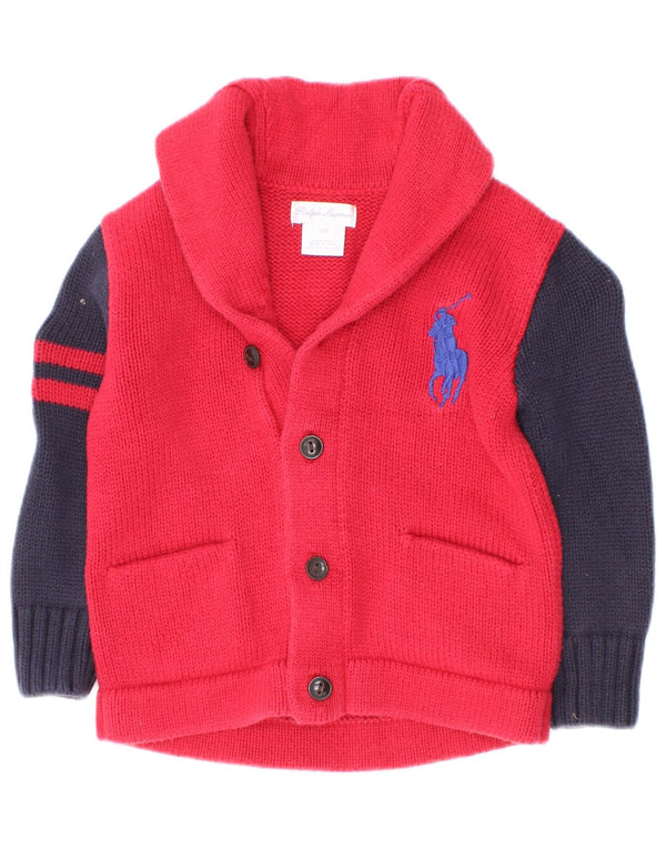 Suéter cardigã Ralph Lauren para bebês meninos 18 a 24 meses algodão colorblock vermelho