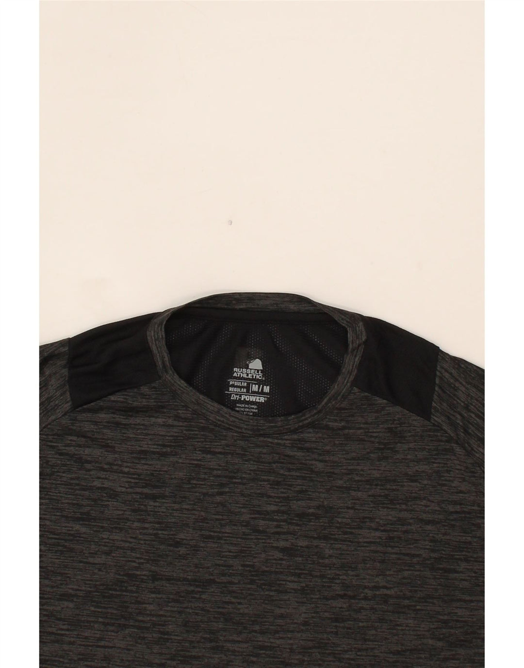 RUSSELL ATHLETIC Mens T-Shirt Top Medium Grey Colourblock Polyester Vintage Russell Athletic and Second-Hand Russell Athletic from Messina Hembry 