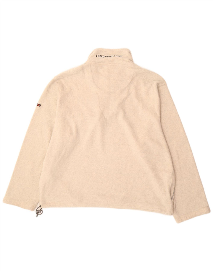 Izod Mens Zip Neck Fleece Jumper XL Beige Polyester