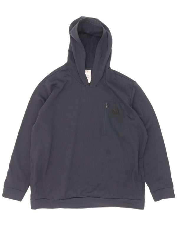Adidas Mens Hoodie Jumper 2XL Navy Blue Polyester