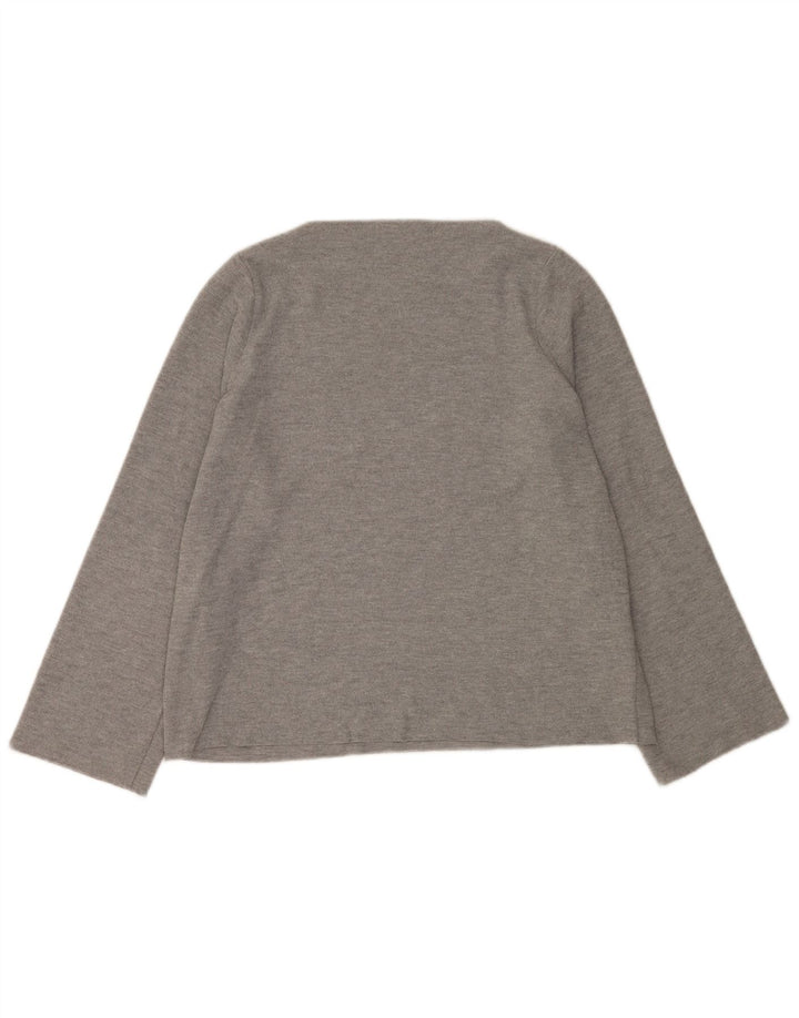 Top Zara Trafaluc da donna oversize a maniche lunghe UK 10 piccolo poliestere grigio