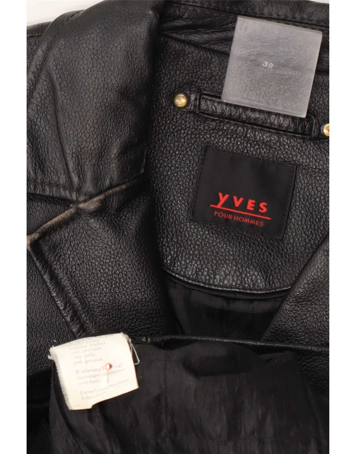 Jaqueta de couro masculina vintage IT 48 média preta