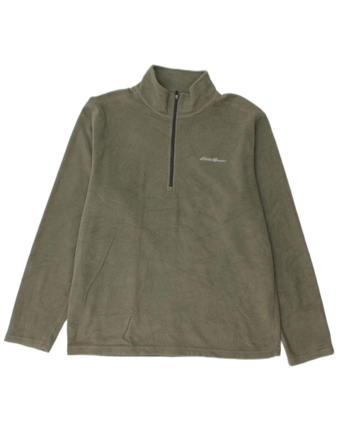 Eddie Bauer Mens Zip Neck Fleece Jumper Medium Khaki Polyester