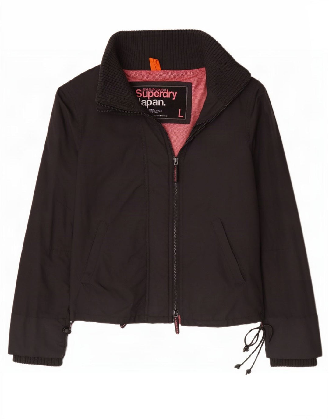 Superdry Womens Rain Jacket UK 16 Large Black Nylon