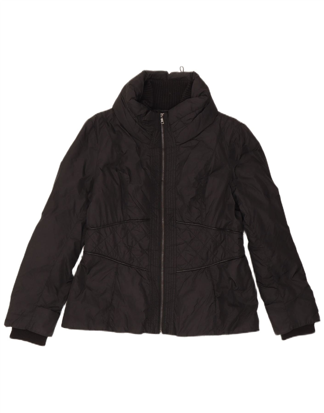 Zara Womens Quilted Jacket UK 18 XL Black Polyester