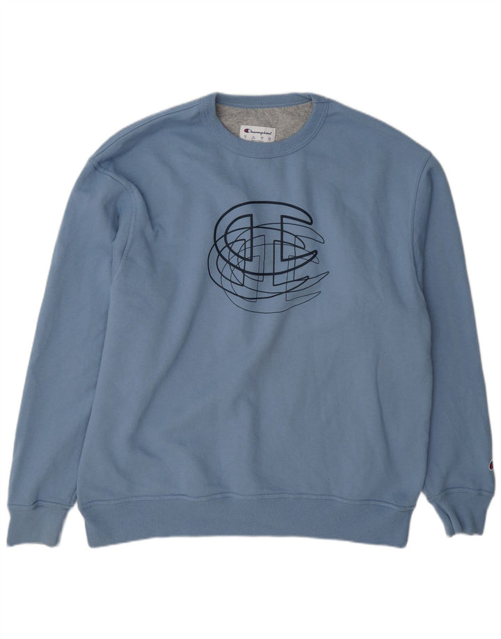 Champion Mens Graphic Sweatshirt Jumper XL Blue