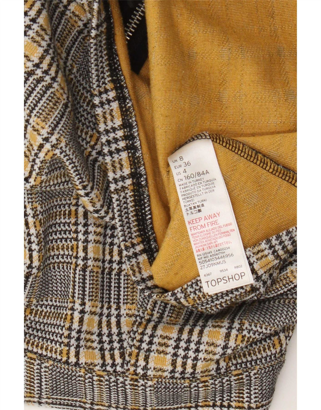 Topshop Womens Mini Skirt UK 8 Small W28 Grey Plaid Polyester