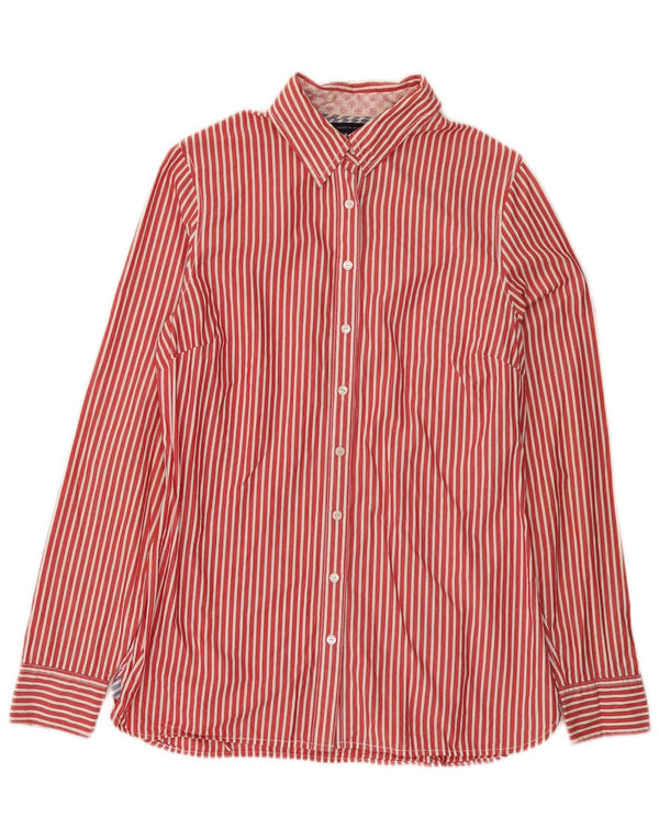 Tommy Hilfiger Damen-Hemd, US 10, große rote Nadelstreifen-Baumwolle