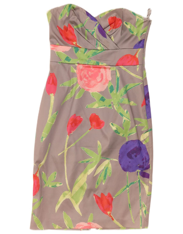 Γυναικείο στράπλες φόρεμα Coast UK 12 Medium Grey Floral Acetate
