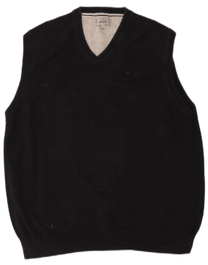 MARKS & SPENCER Mens Regular Fit Vest Tank Top Large Black