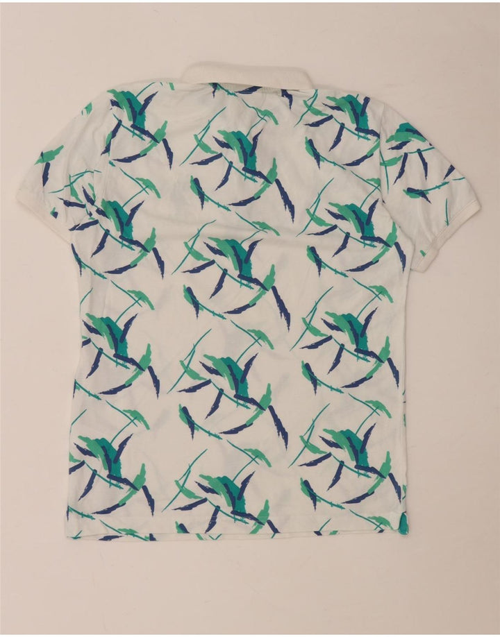 US Polo Assn Mens Abstract Pattern Polo Shirt Medium White Floral Cotton