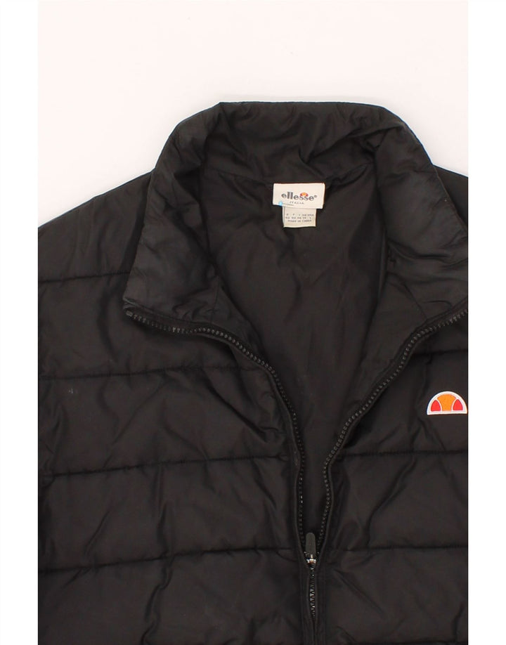ELLESSE Womens Padded Jacket UK 14 Large Black Nylon Vintage Ellesse and Second-Hand Ellesse from Messina Hembry 