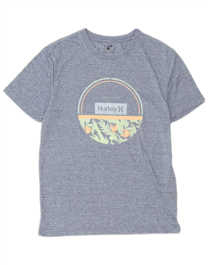 Hurley Herre Grafisk T-Shirt Top Lille Blå Flecked Polyester
