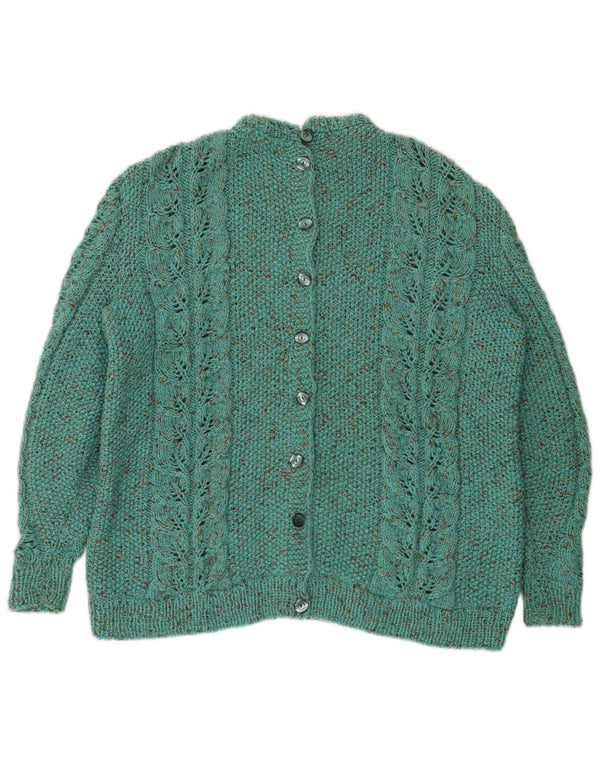 Vintage Damen Cardigan Pullover UK 16 Groß Türkis meliert