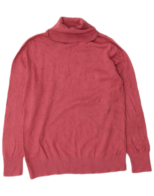 L.L.Bean Womens Roll Neck Jumper Sweater UK 16 Large Pink Cotton