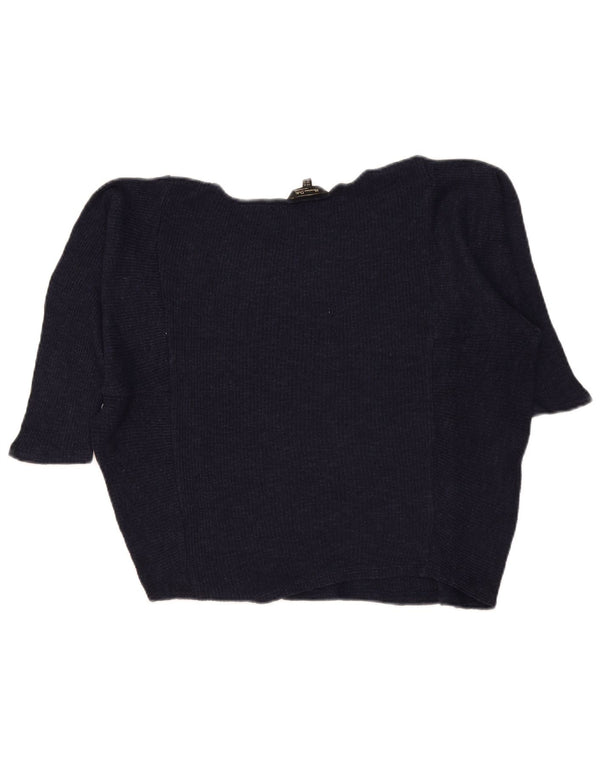 Pulover pentru femei Massimo Dutti, cu mâneci 3/4, cu gât de barcă, UK 6 XS, bleumarin