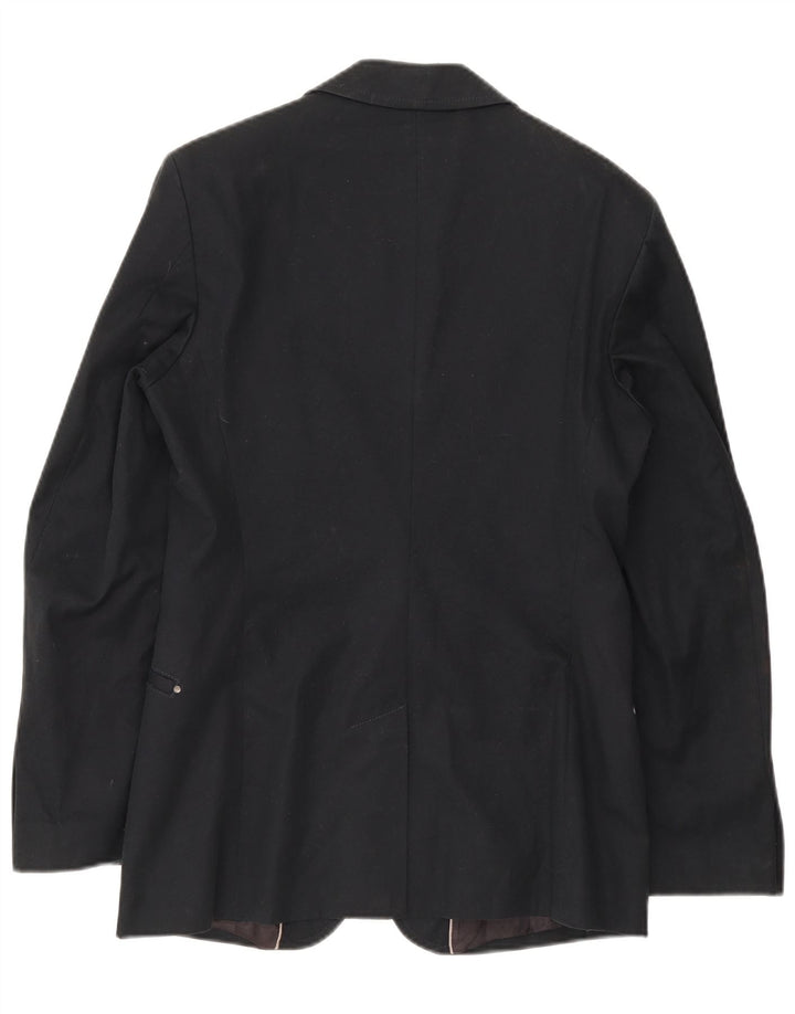 Zara Mens 2 Button Blazer Jacket IT 48 Medium Navy Blue Cotton
