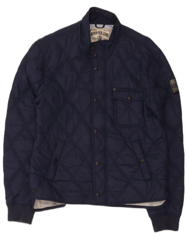 Replay Chaqueta acolchada para hombre UK 38 Medium Azul marino Poliamida