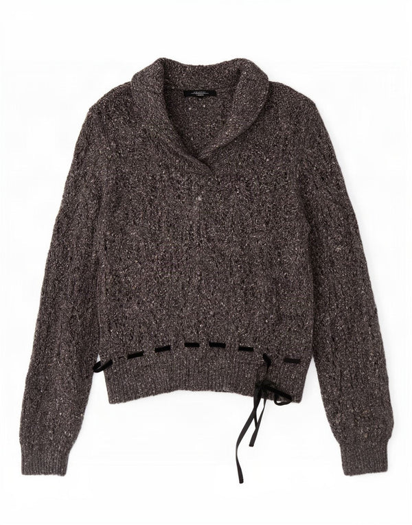 Max Mara Damen-Wochenende-Pullover mit Schalkragen, Gr. 18, XL, Grau meliert