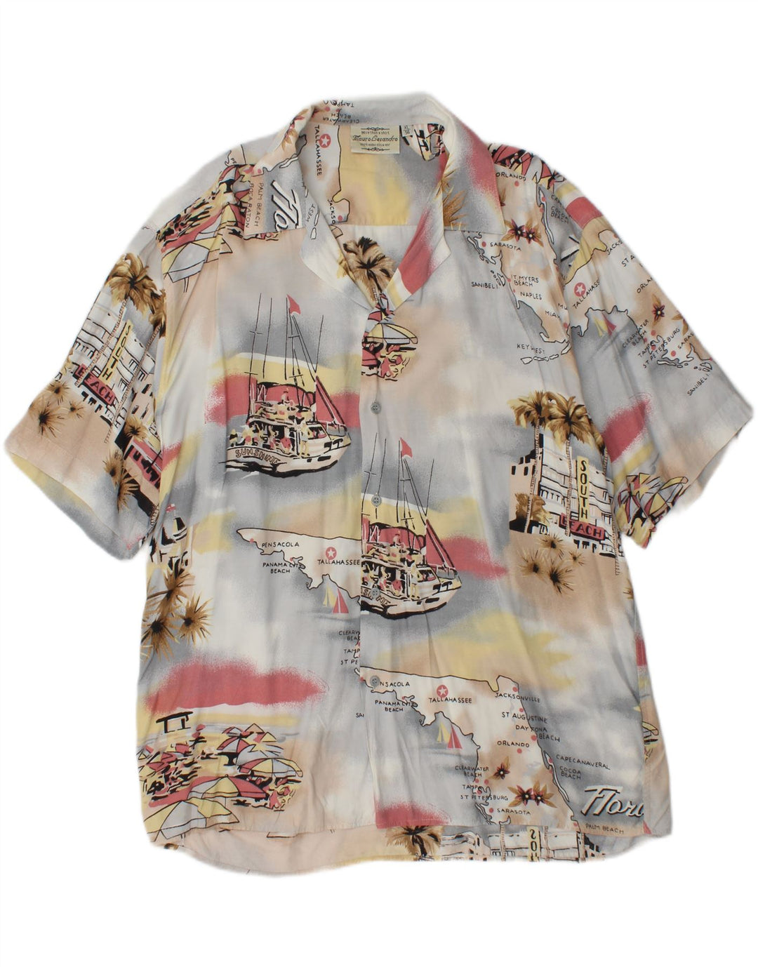 MAURO GESANDRO Mens Abstract Pattern Short Sleeve Shirt XL Multicoloured