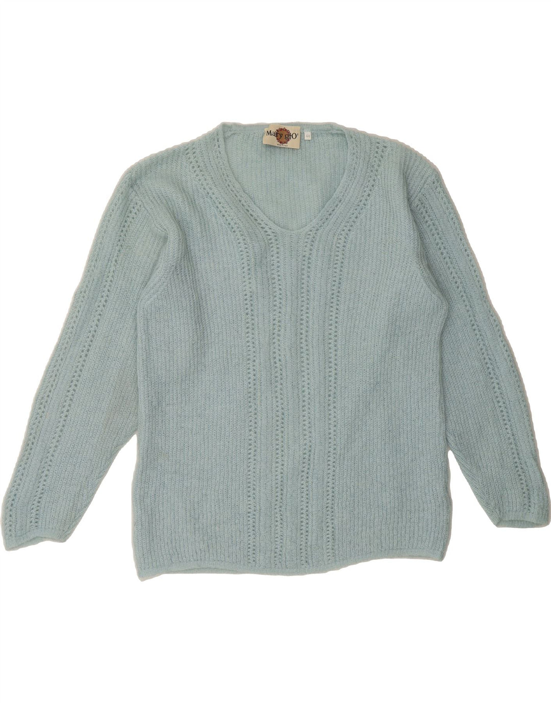 VINTAGE Womens V-Neck Jumper Sweater IT 44 Medium Blue Vintage Vintage and Second-Hand Vintage from Messina Hembry 