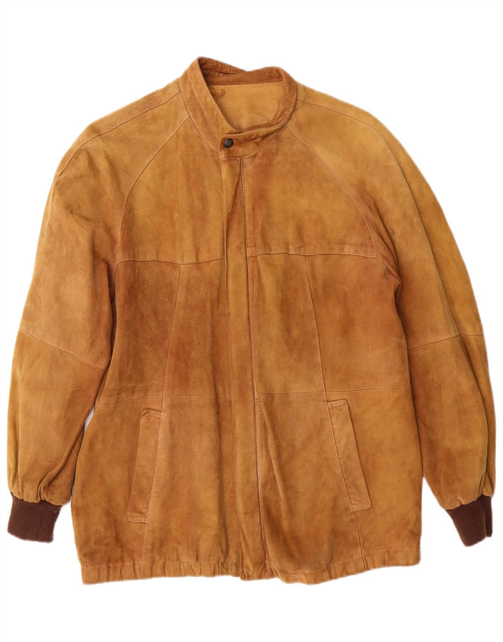 Vintage mujer bombardero ante chaqueta Reino Unido 12 cuero marrón medio