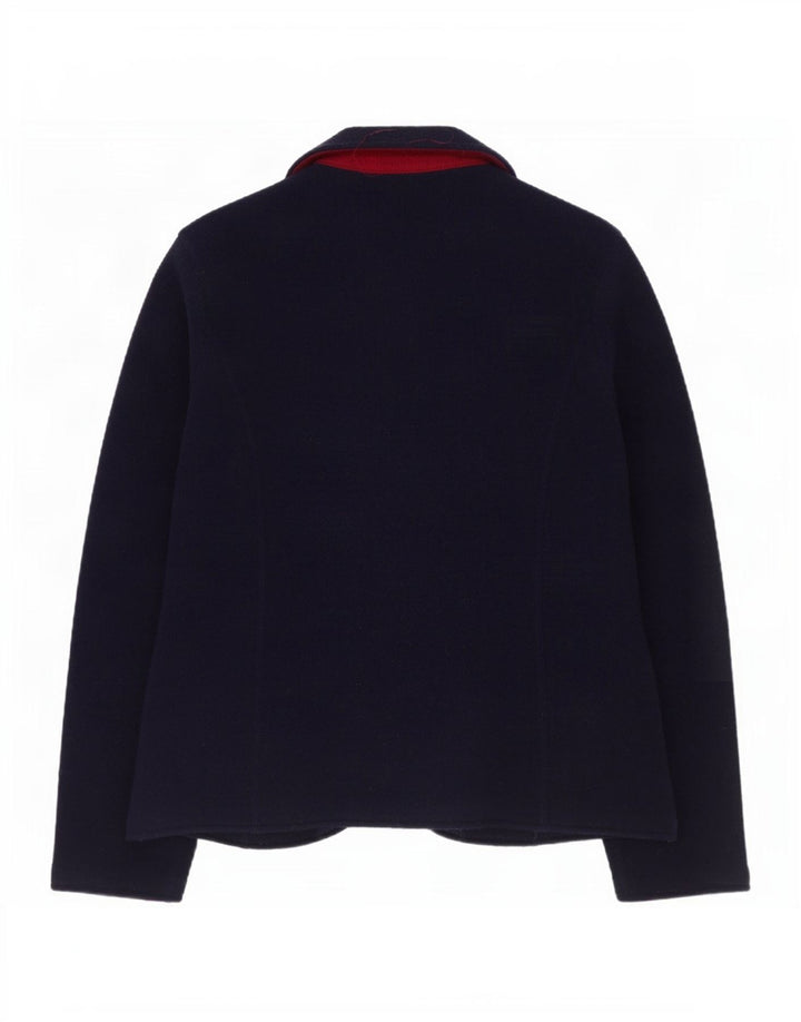 Laura Ashley Womens 3 Button Knit Blazer Jacket UK 12 Medium Navy Blue