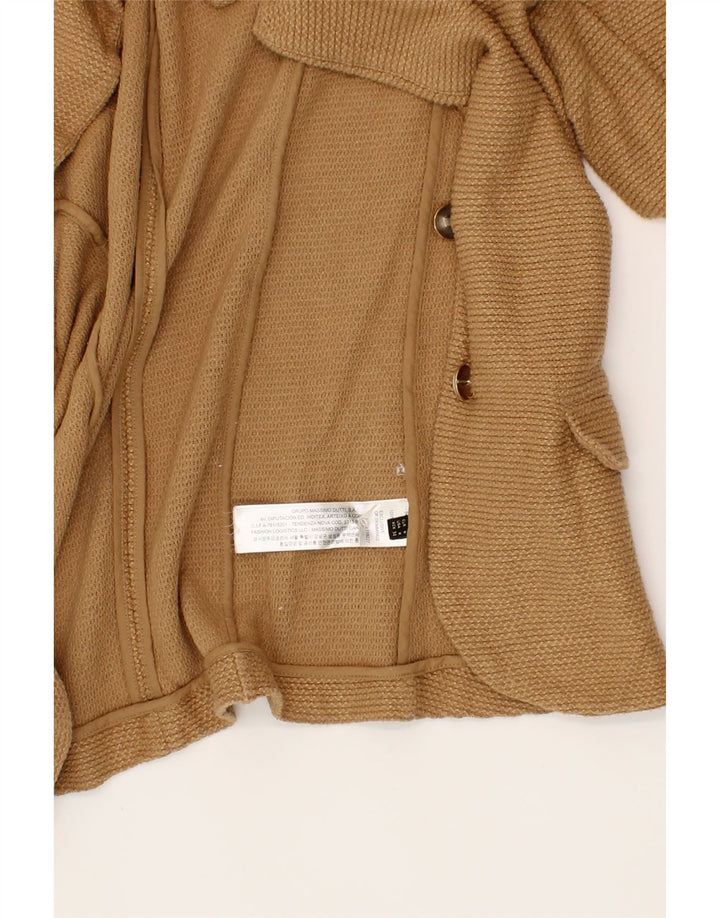 MASSIMO DUTTI Womens 2 Button Blazer Jacket UK 14 Medium Brown Cotton Vintage Massimo Dutti and Second-Hand Massimo Dutti from Messina Hembry 