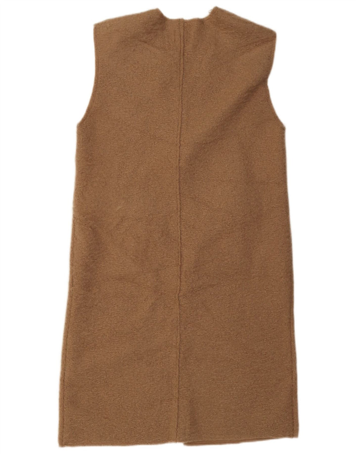 Zara Mujer Chaleco Abierto Largo UK 44 Poliéster Beige Medio