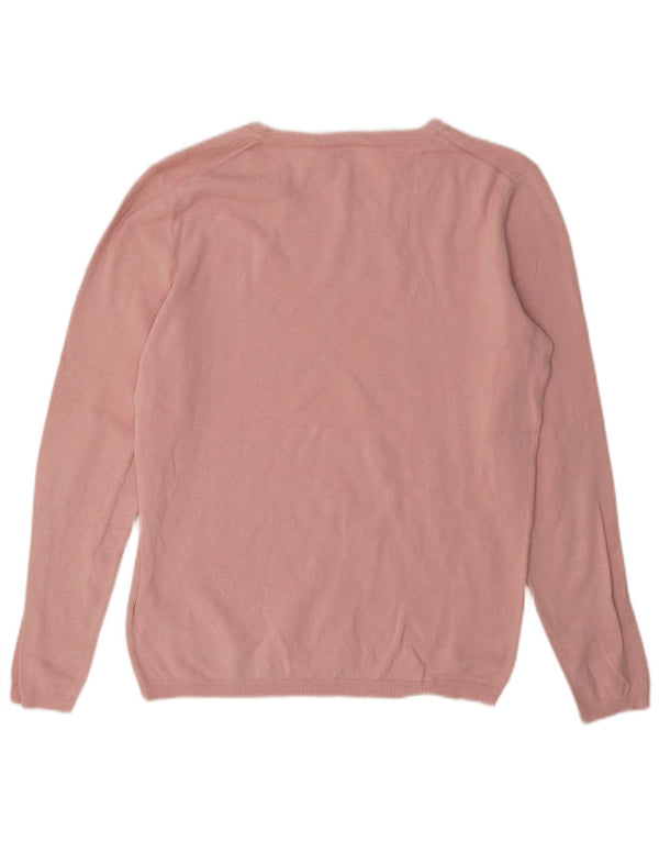 Damski sweter Tommy Hilfiger z dekoltem w łódkę UK 14 Średni różowy bawełniany
