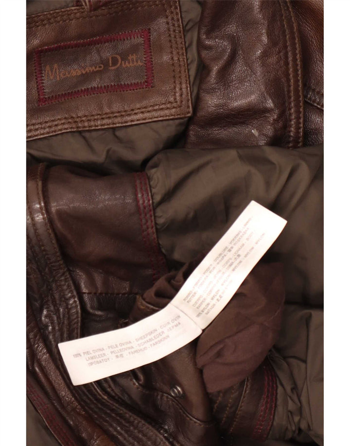Massimo Dutti Chaqueta utilitaria de cuero para hombre UK 44 2XL Marrón