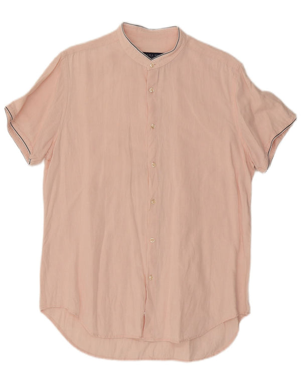 Koszula męska Zara z krótkim rękawem Slim Fit, duża, różowa