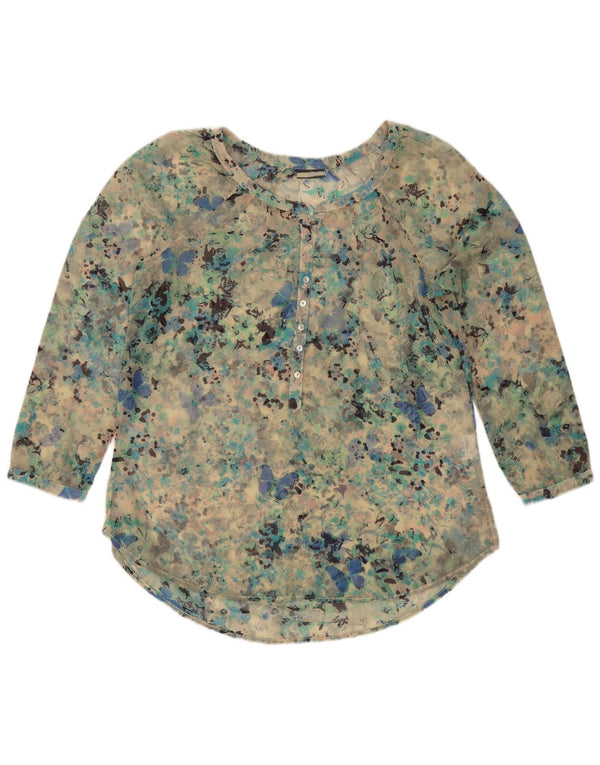 Vintage damebluse top UK 18 XL turkis plettet