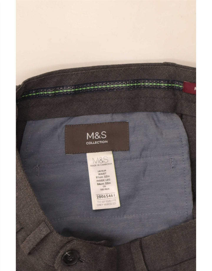 Marks & Spencer Mens Slim Suit Trousers W32 L33 Grey Polyester