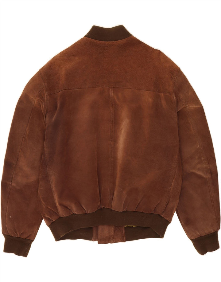 VINTAGE Mens Suede Bomber Jacket UK 40 Large Brown Leather