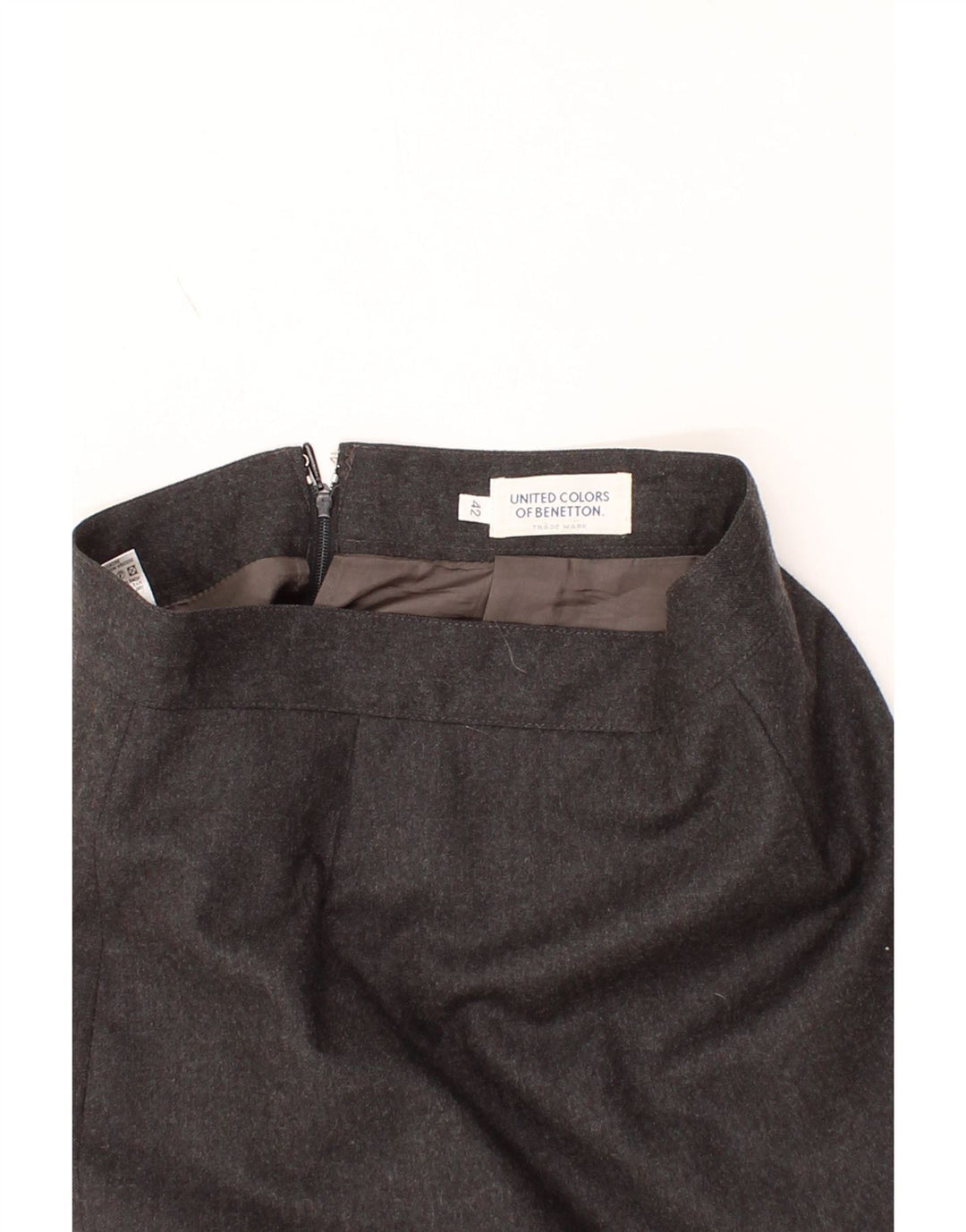 BENETTON Womens Pencil Skirt IT 42 Medium W28  Grey Wool Vintage Benetton and Second-Hand Benetton from Messina Hembry 