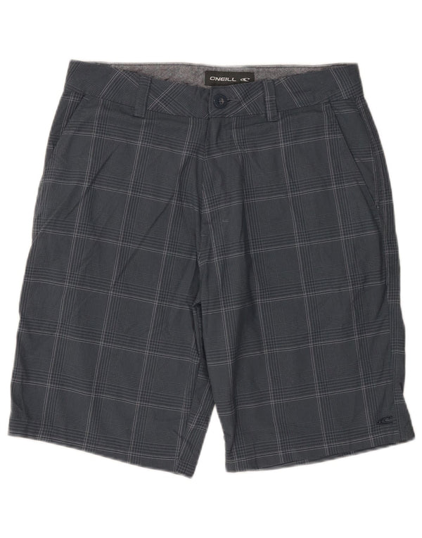 O'Neill Mens Chino Shorts W30 Medium Navy Blue Check Polyester