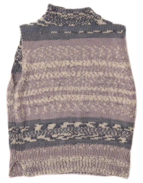 Vintage Womens Vest Tank Top UK 14 Medium Grey Striped