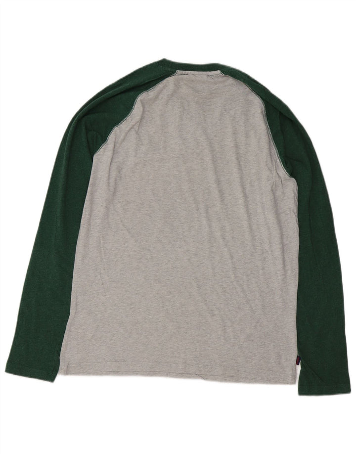 SUPERDRY Mens Top Long Sleeve Medium Grey Colourblock Cotton