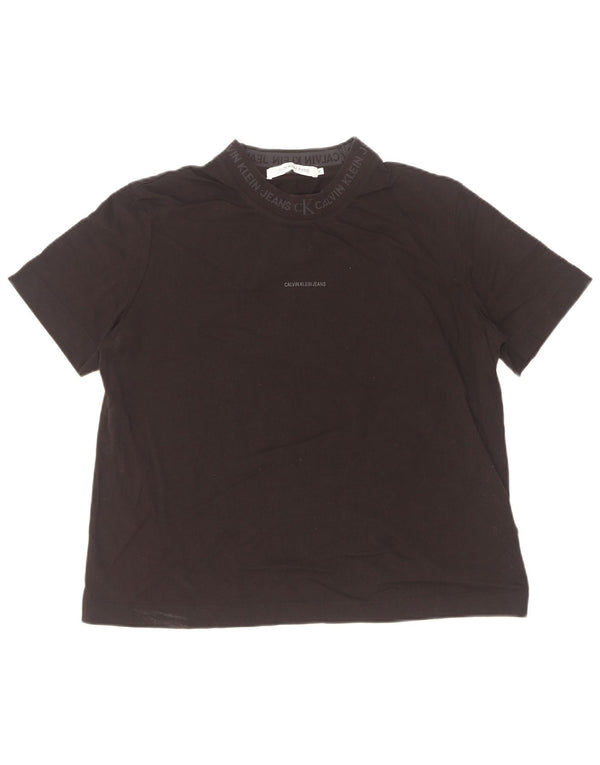 Calvin Klein Jeans Dame Grafisk T-Shirt Top UK 18 XL Sort Bomuld