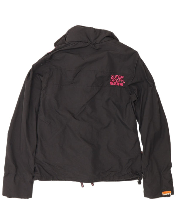 Superdry Veste coupe-vent coupe régulière pour femme UK 16 Large Noir Nylon