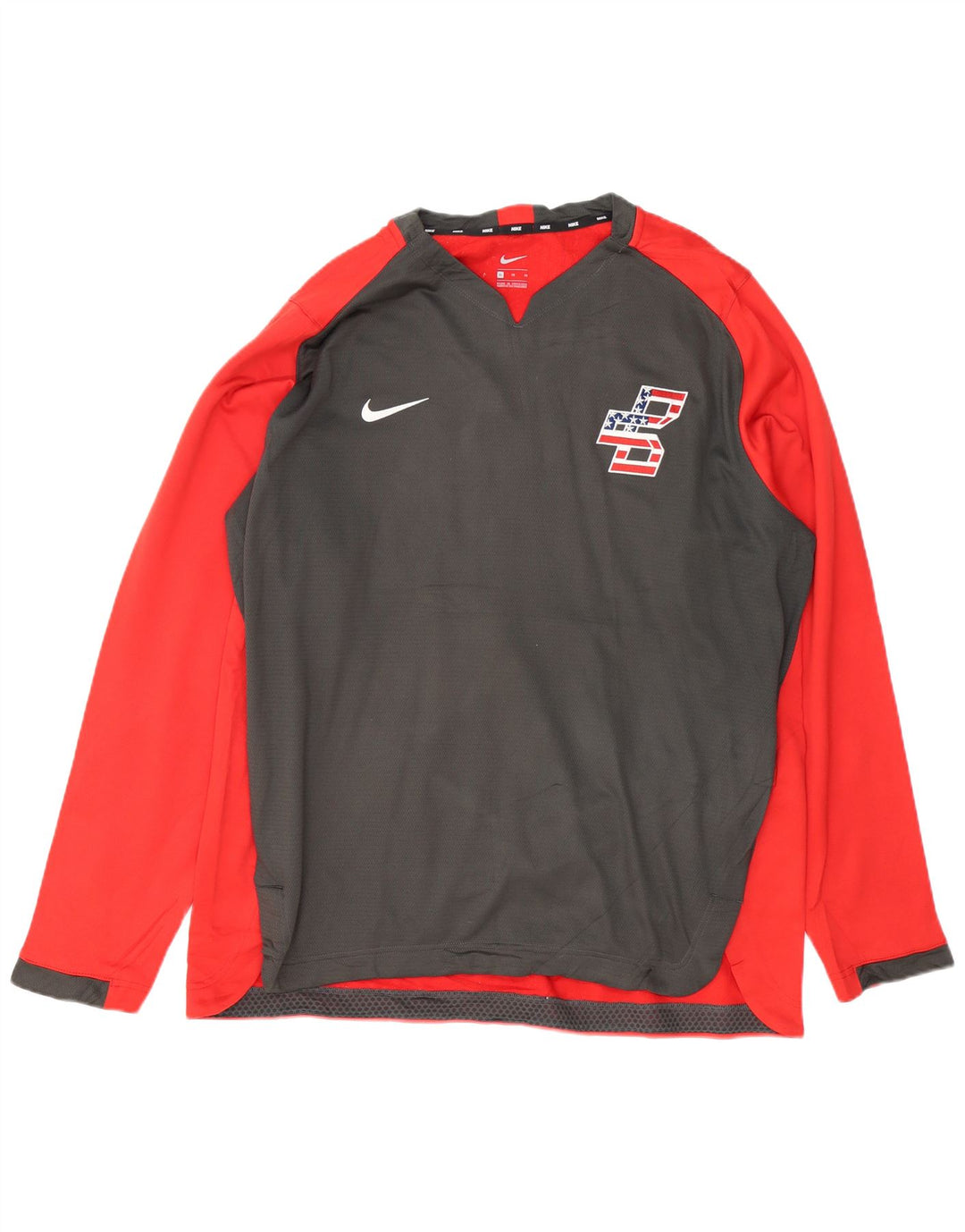NIKE Mens Top Long Sleeve XL Red Colourblock Polyester