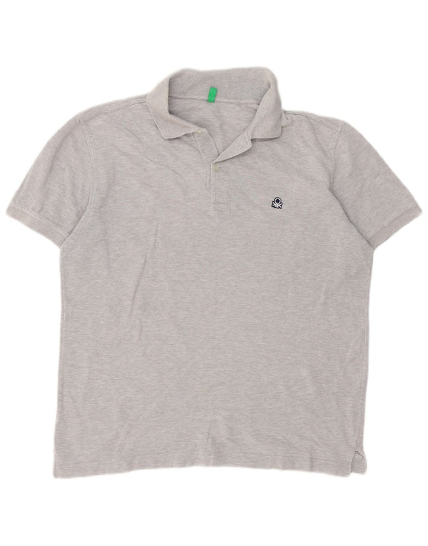 Benetton Mens Polo Shirt Medium Grey Flecked