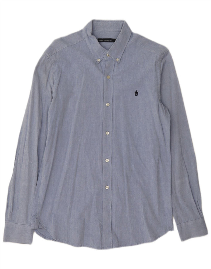 Camisa masculina French Connection pequena azul algodão