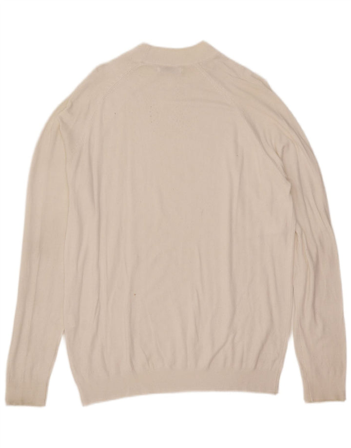 Zara Mens Crew Neck Jumper Sweater Medium White Viscose